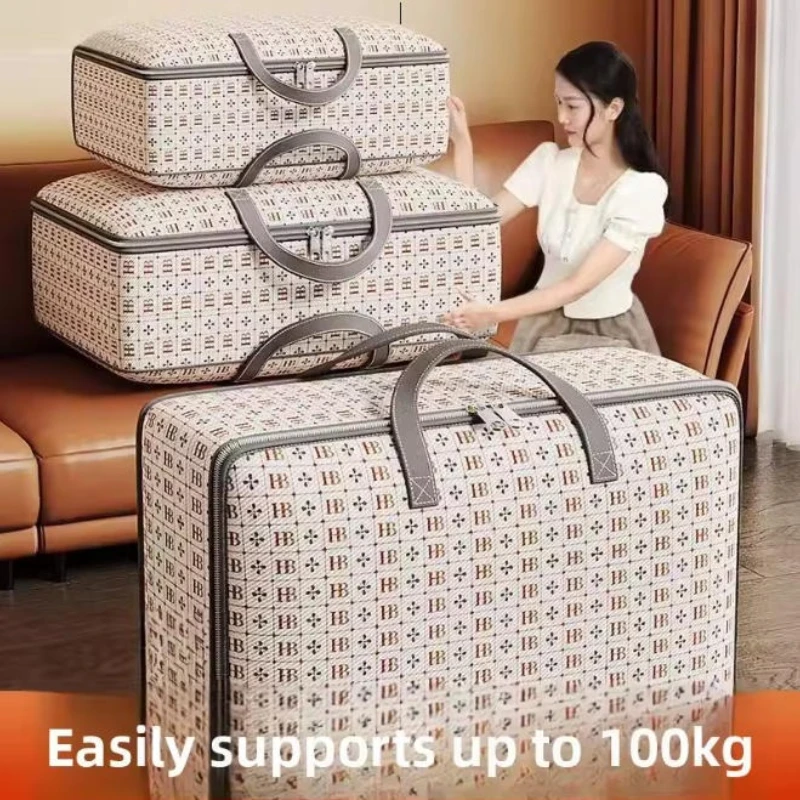 Extra Large Handle Clothes Storage Bag Organizer with Reinforced Handle for Blanket Comforters Bed Sheets Pillows Toy