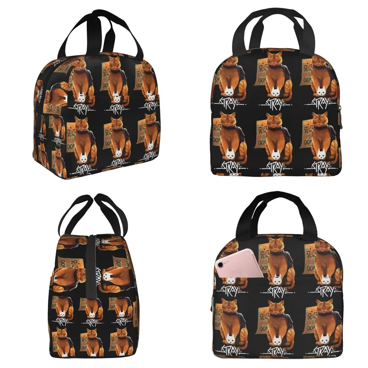 Stray Cat Game 0 Insulated Lunch Bag for Women Office Cooler Thermal Food Box Tote Portable Lunch Boxes Container