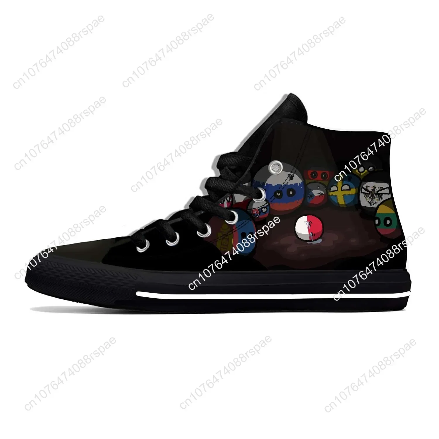 Countryballs Polandball Casual Cloth Funny Cool Fashion 3D Print High Top Canvas Shoes Men Women Lightweight Breathable Sneakers