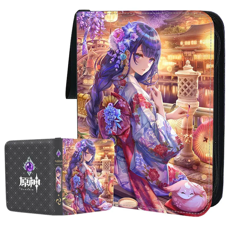 Genshin impact Card Binder 9 Pocket Trading Card Holder Anime Card Binder with 50 inner Pages Zipper Holder Up to 900 Cards