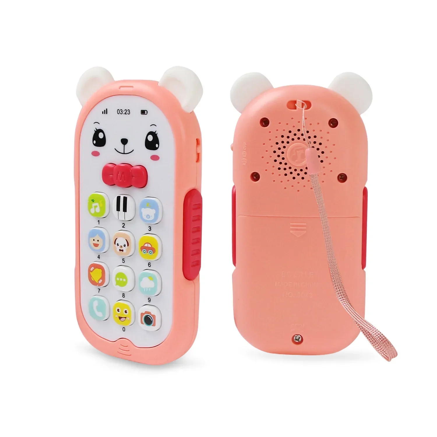 Brinquedo de plástico para bebês de 1 + anos, telefone musical eletrônico, brinquedo para bebês, celular com aprendizagem e música