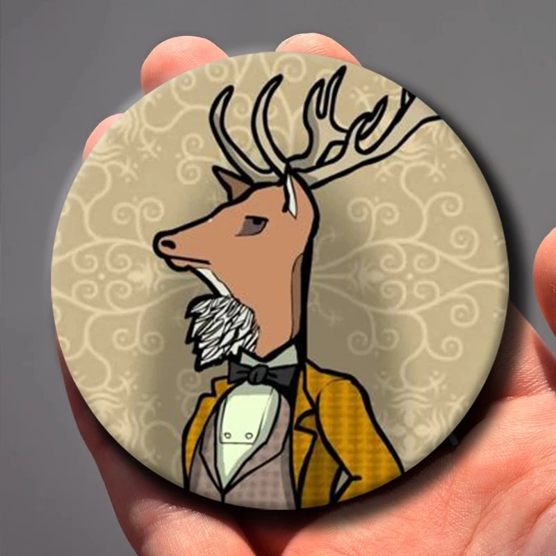 Game Rusty Lake funny Laser Cartoon Brooches Anime Badge Round Handmade Brooch Lapel Pins Jewelry For Backpack Clothes Gifts