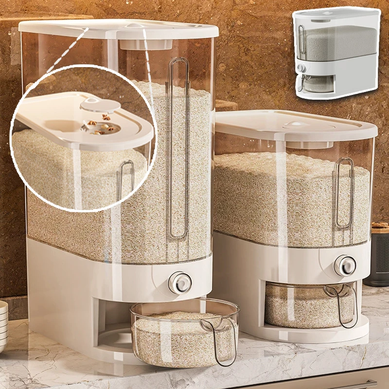

Airtight Sealed Rice Storage Box 5KG 10KG Capacity Anti Insect Moisture Proof Container for Rice Noodles Grains Pantry Storage