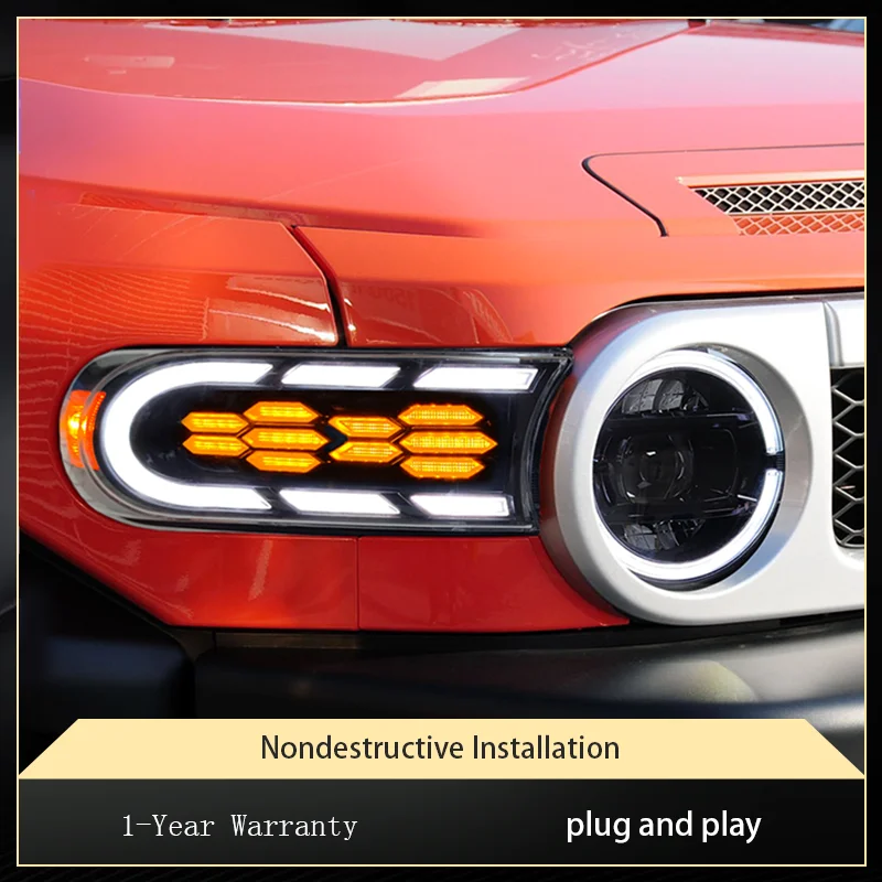 Car Styling For Toyota 2007-2020 FJ Cruiser Front Lamp DRL Headlight Dynamic Turn Signal LED Projector Lens Auto Accessories