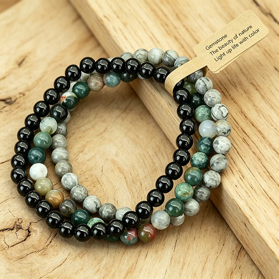 Bracelet perlé abordable, 3 pièces par ensemble, unisexe, 6mm, yeux de tigre, lave, sodalite, cadeau parfait pour les amoureux, 2 options de taille