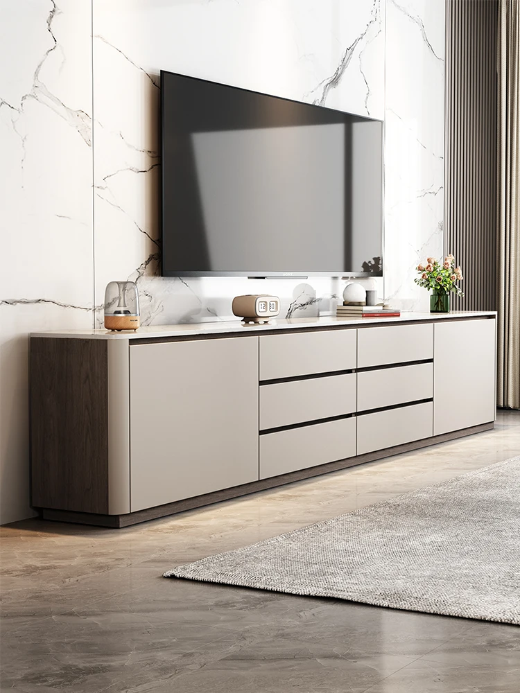 

TV cabinet 70cm high floor 2025 new living room home rock slab bedroom solid wood storage floor cabinet