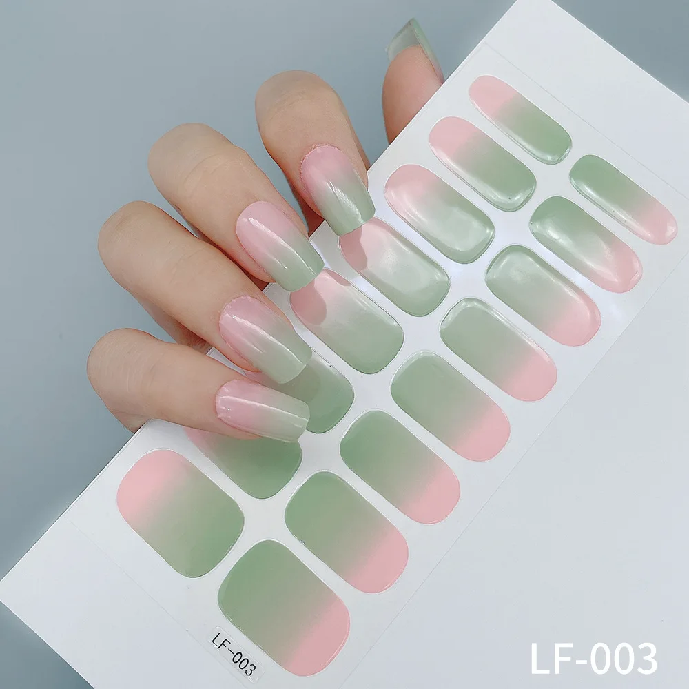 16Tips DIY Baking-Free Nail Stickers Spring Summer Flowers Adhesive Nail Strips Patch Slider Full Cover Nail Decoration Decal
