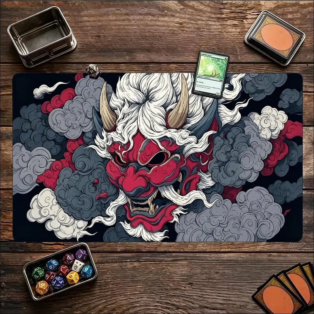 Japanese Oni Hannya Cloud Art Non‑Slip Rubber Game Playmat Smooth Table Mat For Tabletop Card Game Desktop Gaming Daily Use