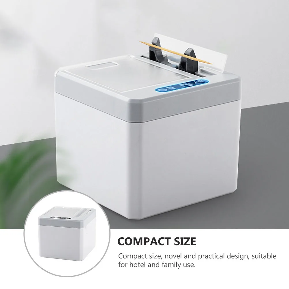 

1Pcs Grey Toothpick Box with Infrared Sensor -Up Mechanism Compact Size Elegant Look Household Hotel Use Storage Holder