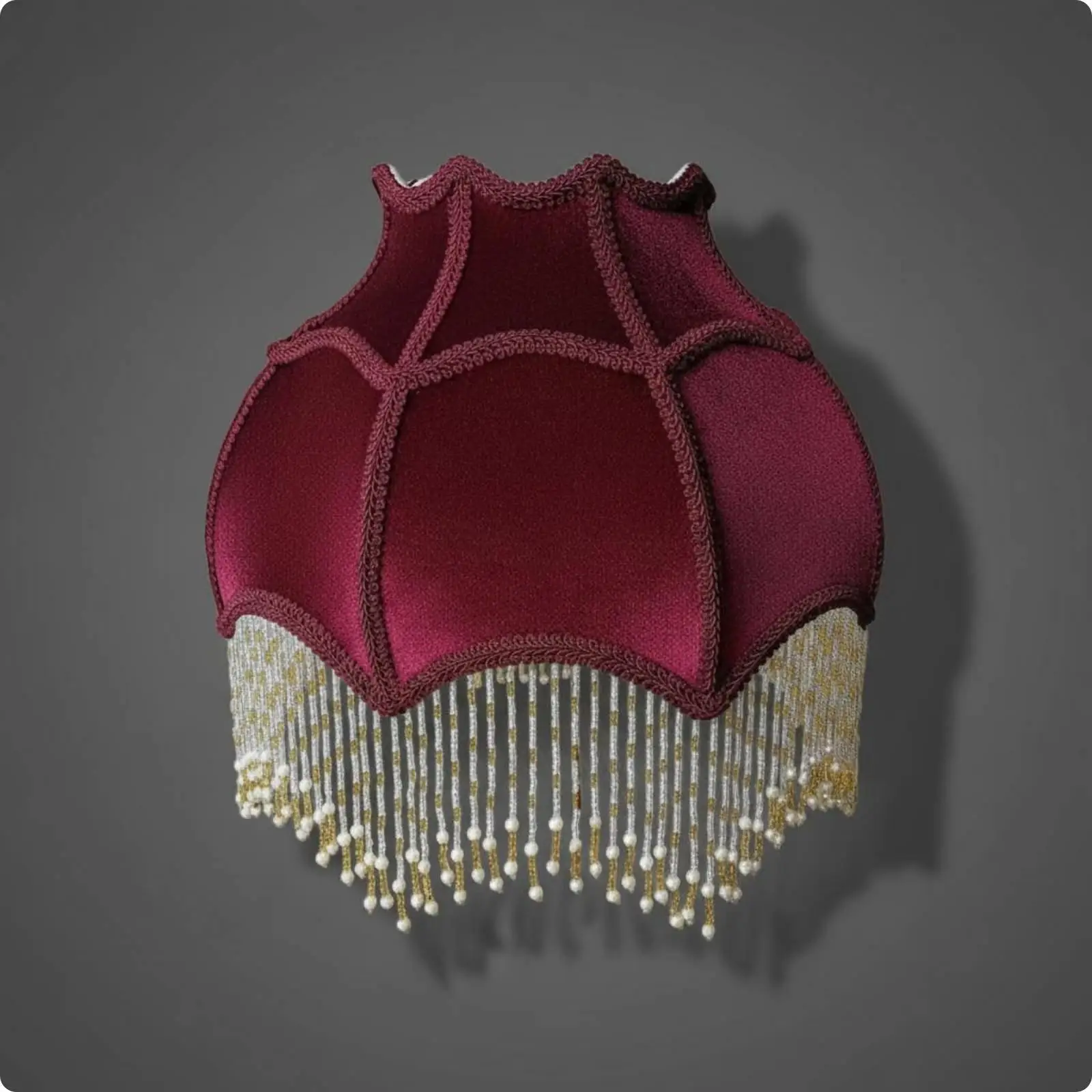 Decorative Velvet Lamp Shade with Layered Beads Tassel Style Hanging Lampshade for Bedroom Wedding Party