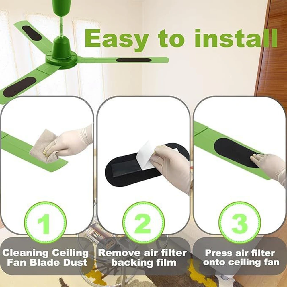 10Pcs Activated Carbon Cotton Filter Pad For Ceiling Fan Dust Removal Purification Home Improvement Accessory