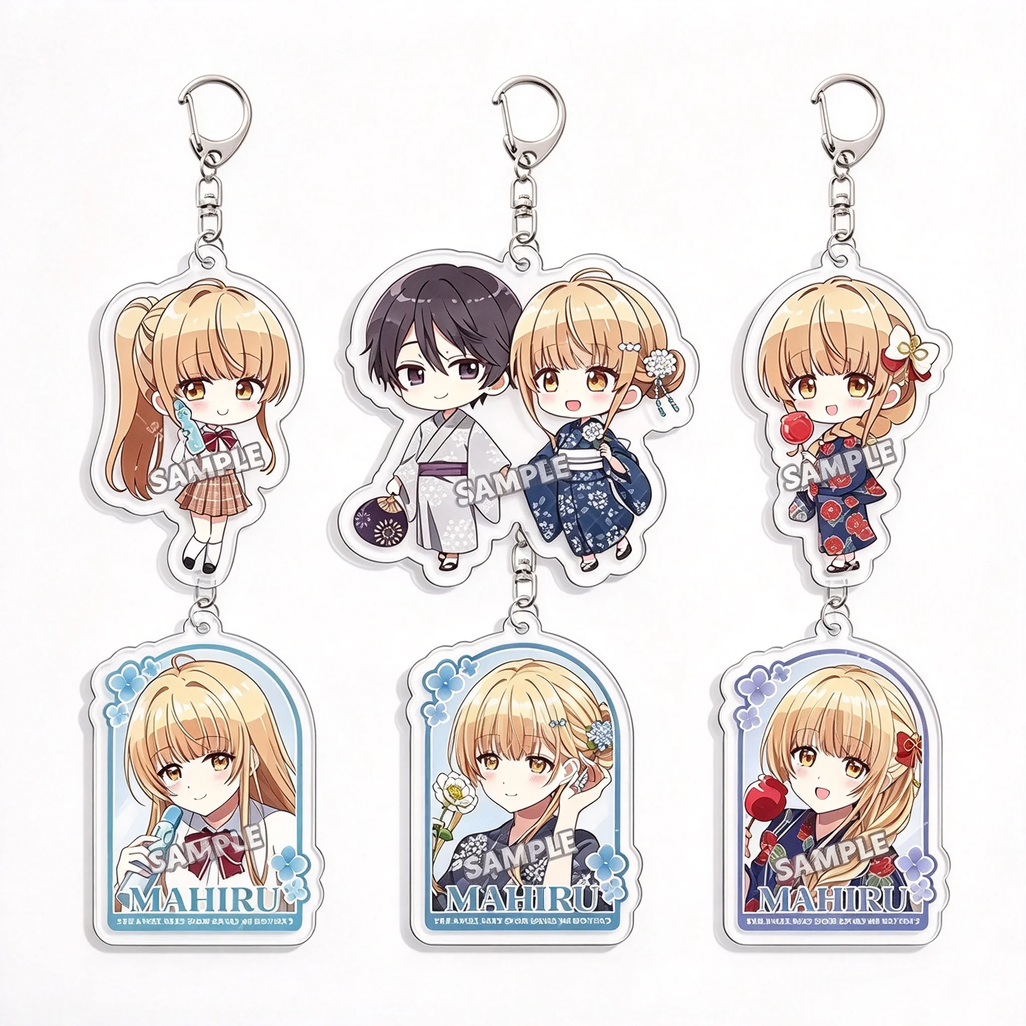 Anime The Angel Next Door Spoils Me Rotten Season 2 Mahiru Shiina Amane Fujimiya Q-Style Acrylic Pendant Keychains Bag Charm