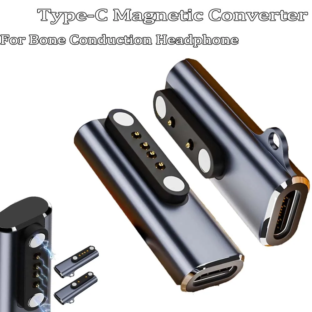 Bone Conduction Headphone Charging Adapter Indicator Light Aluminium Alloy Type-C to 7.62 2/4 Pin Converter Stable Safe