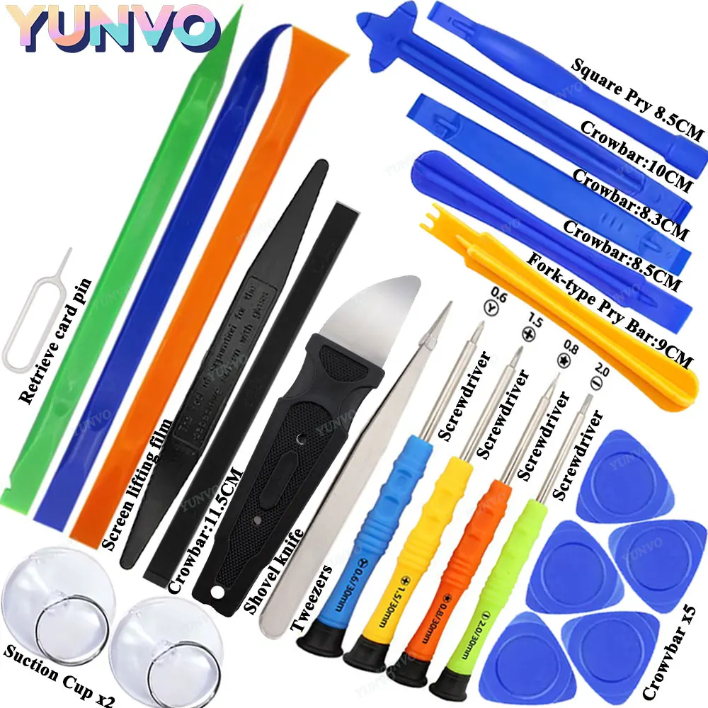 24 in 1 Phone Repair Screwdriver Kit, Spudger Pry Opening Tools for Mobile Phone Tablet iPad Laptop iPhone Samsung Xiaomi