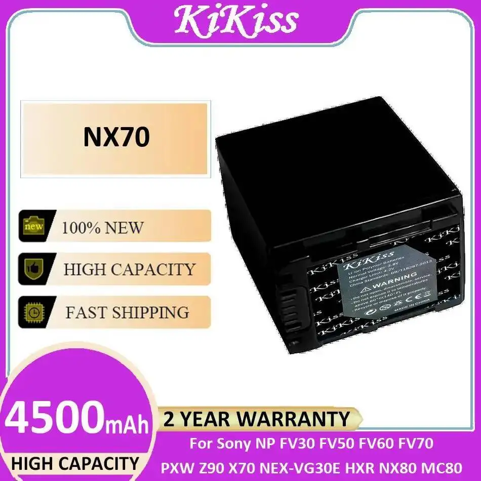 4500Mah High-Efficiency For Sony NP FV30 FV50 FV60 FV70 Pxw Z90 X70 Nex-VG30E Hxr NX80 MC80 NX70 Video Camera Battery
