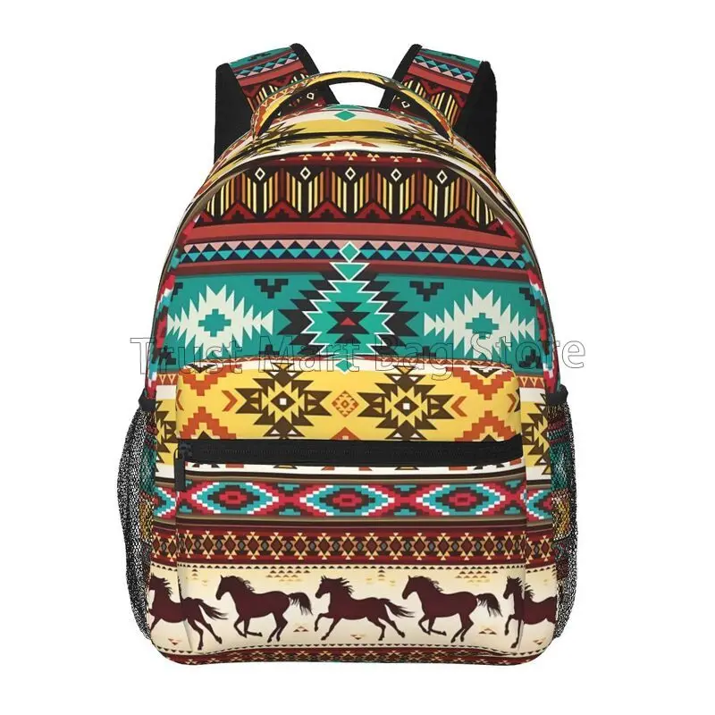

Navajo Horse Back Pack for Girls Boys Kids Aztec Backpack Tribal Print Bookbag Back To School Daypacks for Picnic Travel Hiking