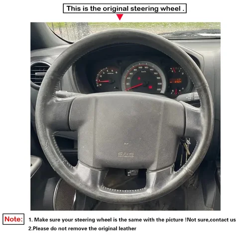 Imagen 2 del producto Protector negro para volante de coche de piel sintética para Isuzu D-MAX 2007 2008 2009 2010 2011