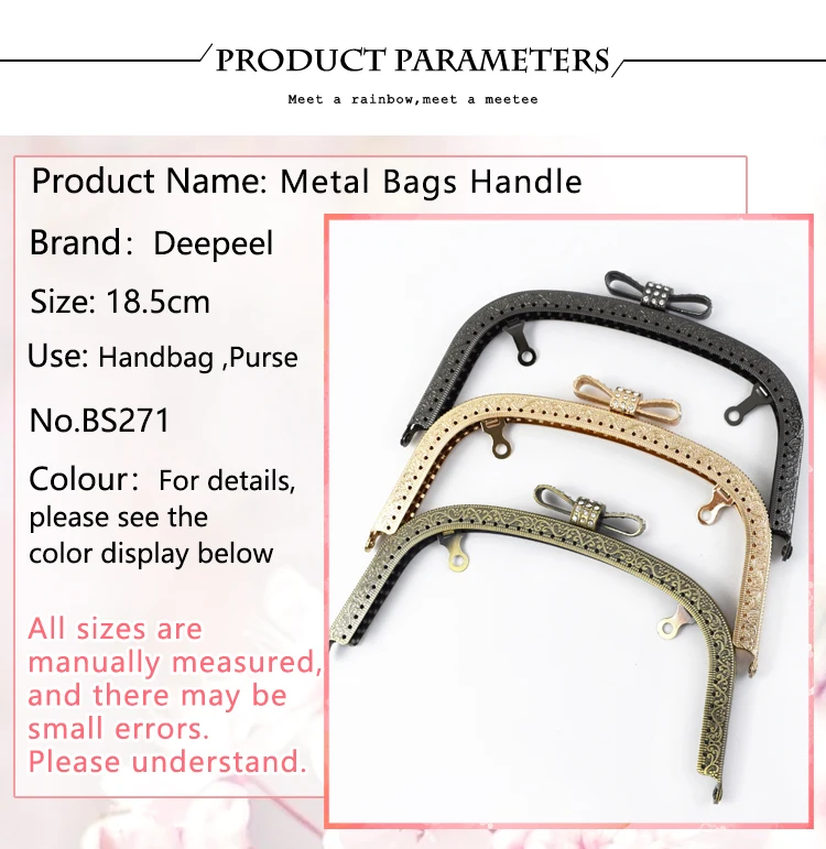 2/5Pcs Deepeel 18.5cm Embossed Bow Head Kiss Clasp Purse Frame Bags Brackets Metal Hardware Wallet Handbag Sewing Accessories