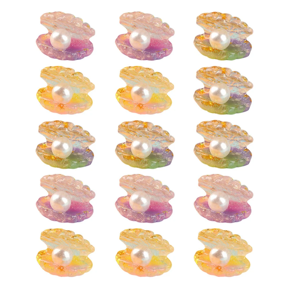 

16 Pcs Simulated Pearl Shell Garden Miniature Ornament Tiny with Resin Crafts Glowing Toy