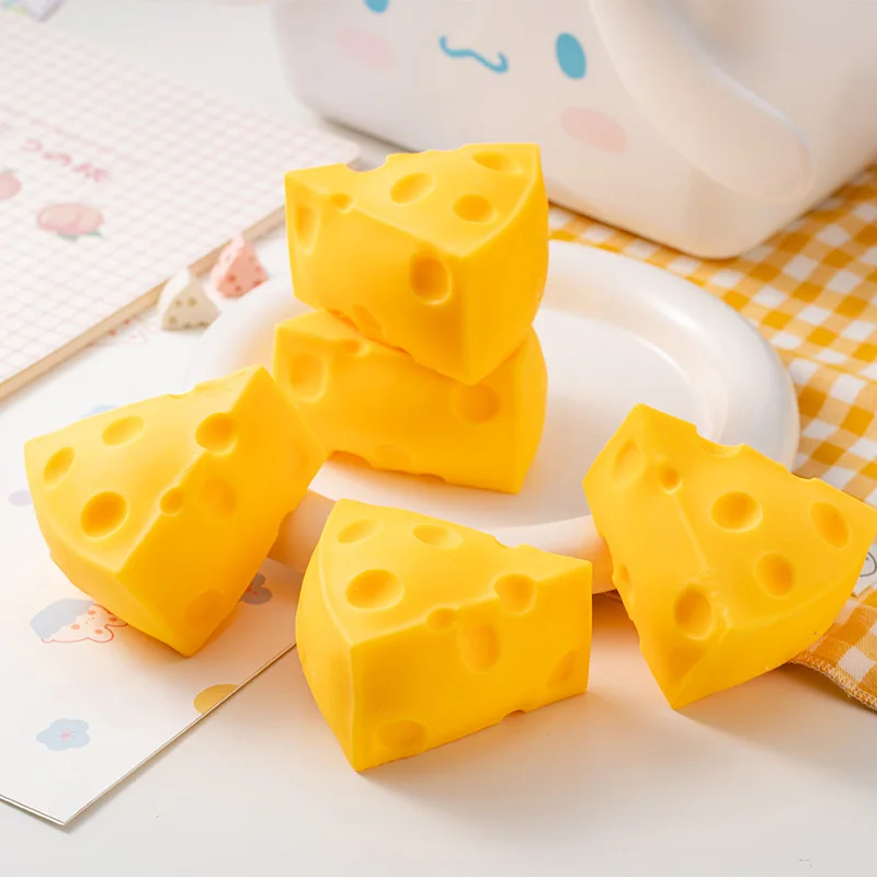 Simulação de queijo brinquedos mole, bolas de alívio do estresse, descompressão, recuperação lenta, brinquedo sensorial para crianças, lembranças de festa de aniversário