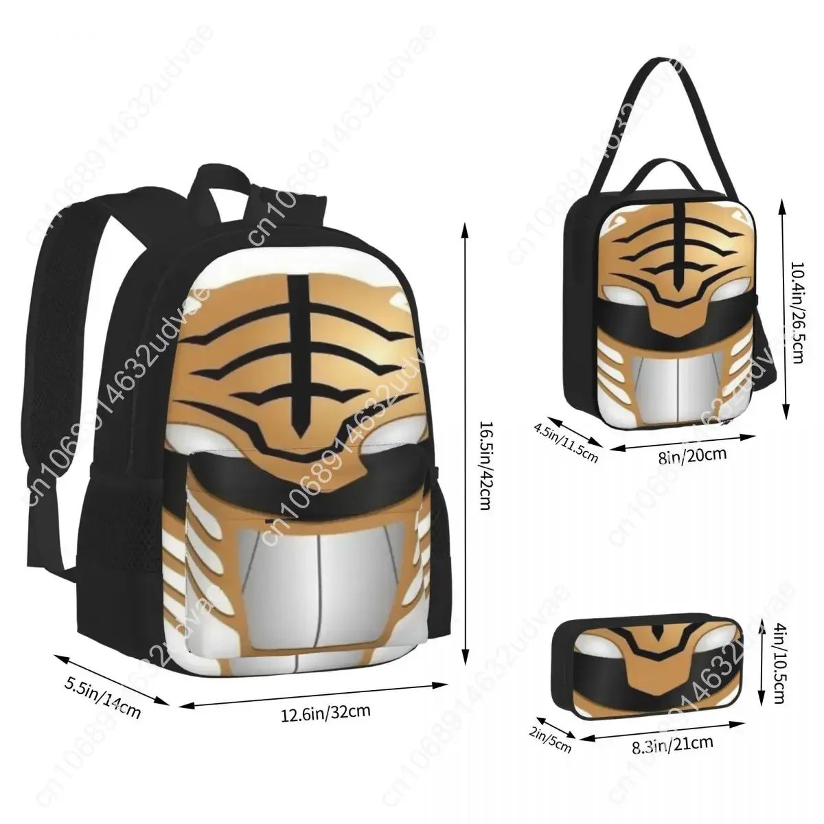 Mighty Morphin Power Ranger Backpacks Boys Girls Bookbag Students School Bags Kids Rucksack Lunch Bag Pen Bag Three-Piece Set