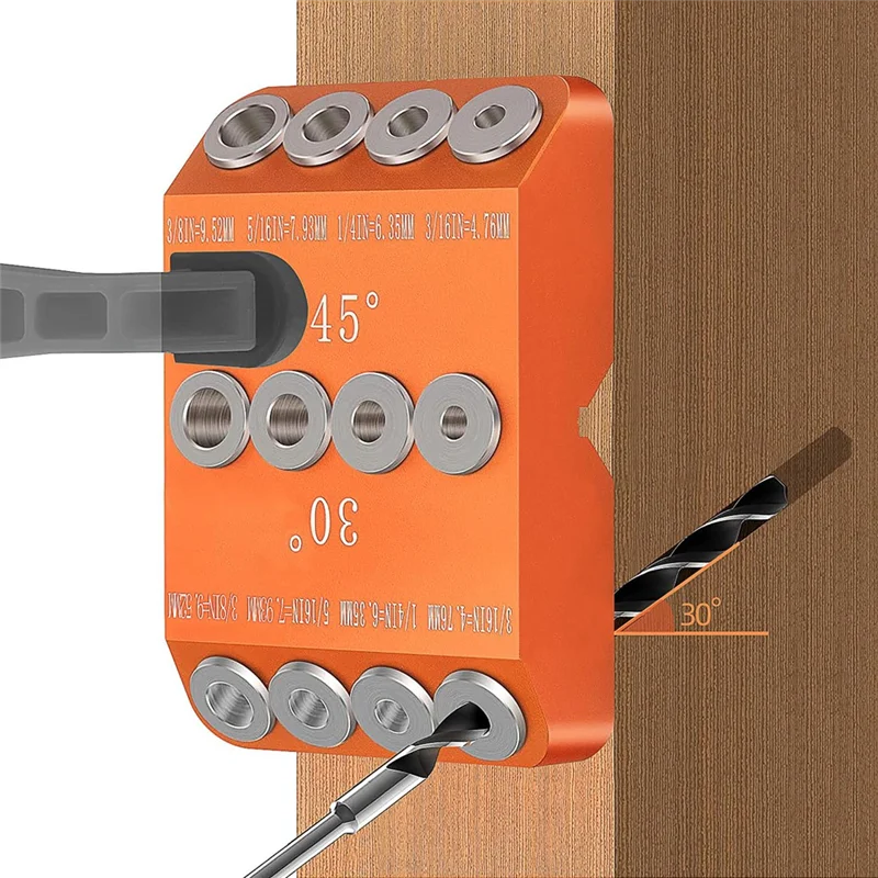 

High Quality-Drill Guide 30 45 90 Degree Angle 4 Size Drill Hole Lag Screw Drill Template Jig For DIY Wood Crafts Stair Wire Han