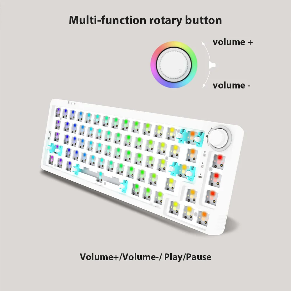 Imagem -03 - Rgb Kit Teclado com Fio Mecânico Rgb Ajuste de Volume Hot Swap Satellite Axis Gaming Keyboard 75 Personalizado