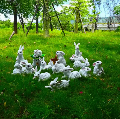

Outdoor Simulation White Rabbit Sculpture Resin Ornaments Villa Courtyard Layout Statue Decoration Garden Landscape Accessories