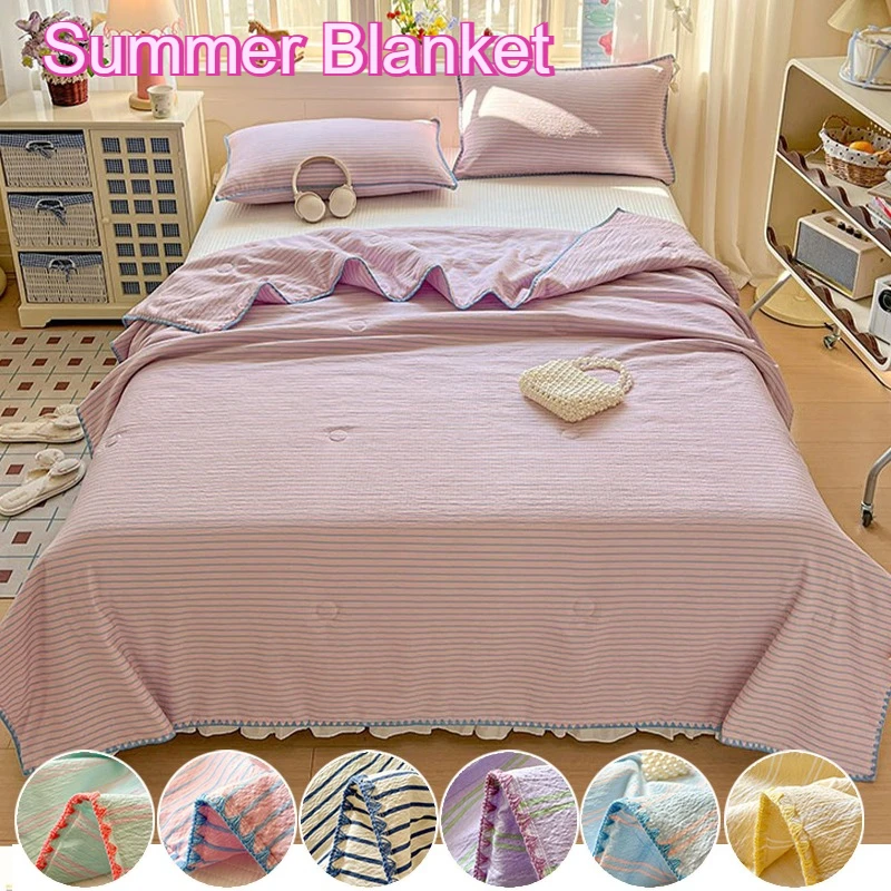 

1pc New Double Layered Gauze Summer Blanket, Minimalist Ins Style Air Conditioning Blanket,Breathable Comfortable Comforter 여름이불