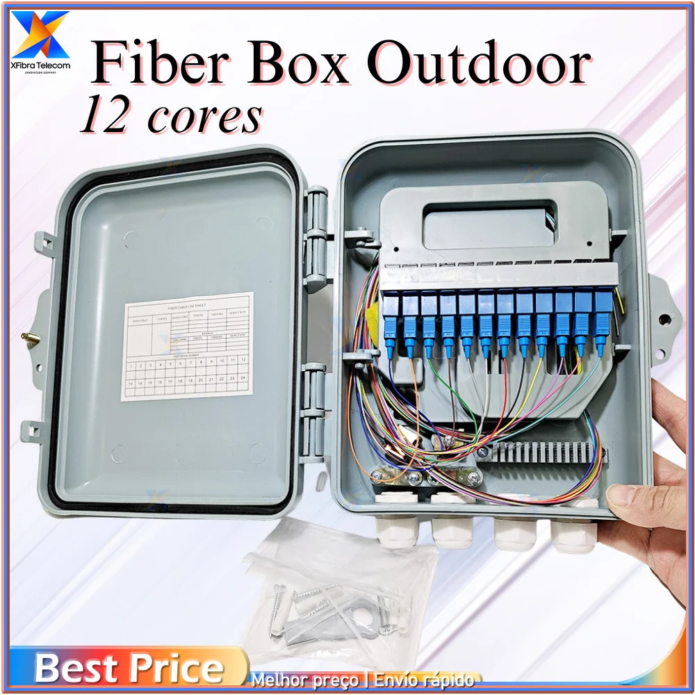 Fiber Optical Fiber Distribution Box, Wall Mounted, Indoor and Outdoor, 12 Cores