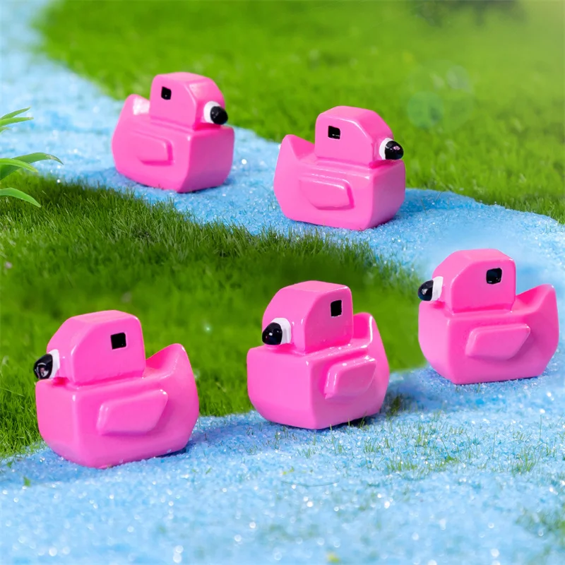 1pc Mini Resin Square Flamingo Statue Micro Landscape Decoration For Car Home Desktop Ornaments