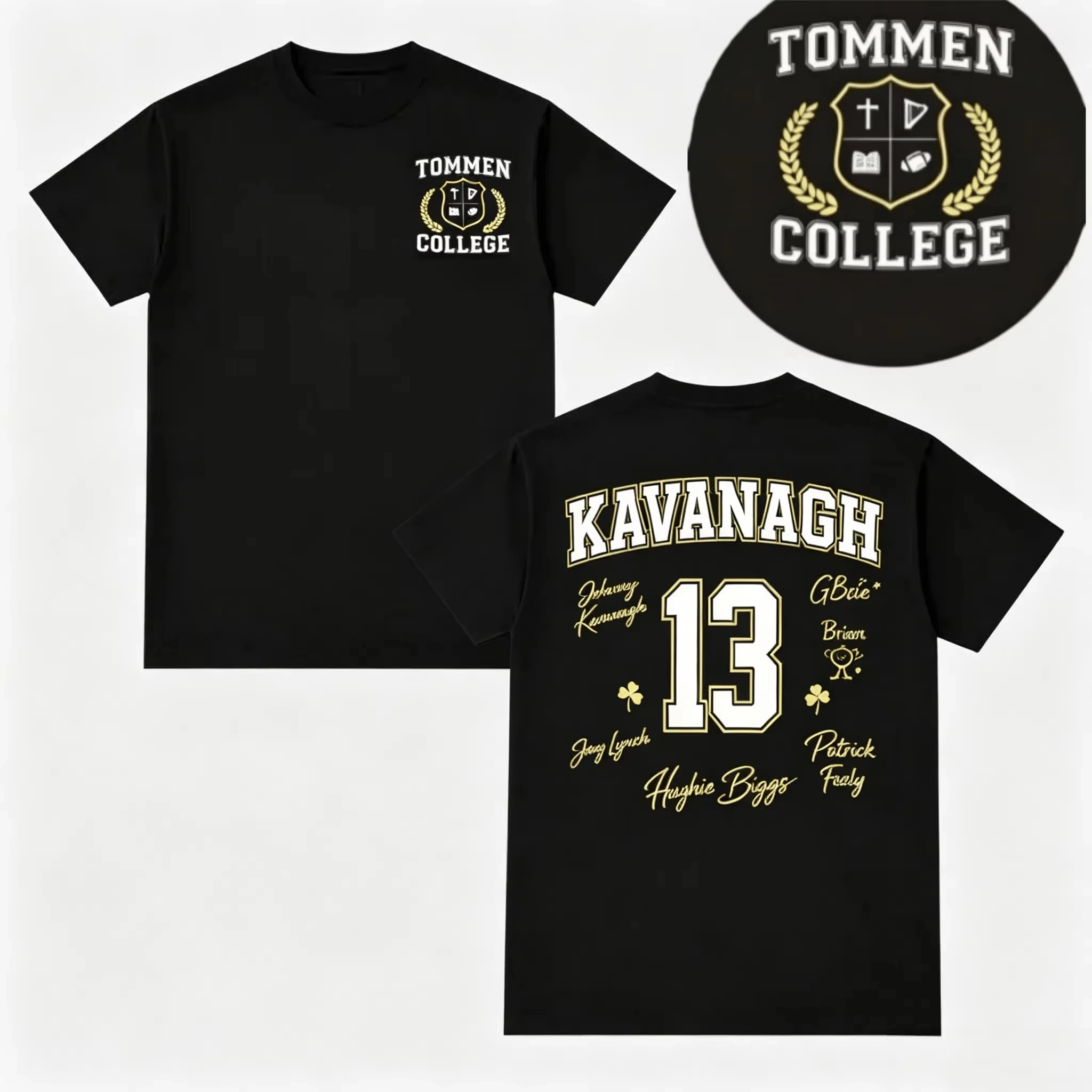 2026 Vintage College Jersey Number Graphic Oversized T-Shirt for Kids Adults Shield Emblem Clover Print Loose Short Sleeve Tops