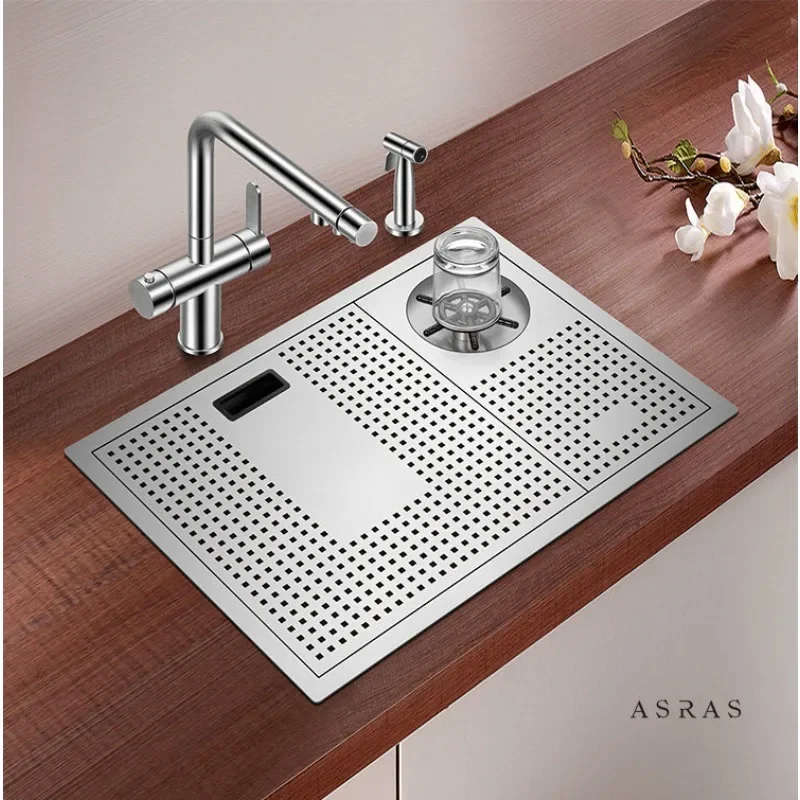 Stainless steel cup washer sink set high pressure automatic milk tea café wine bar small single tank