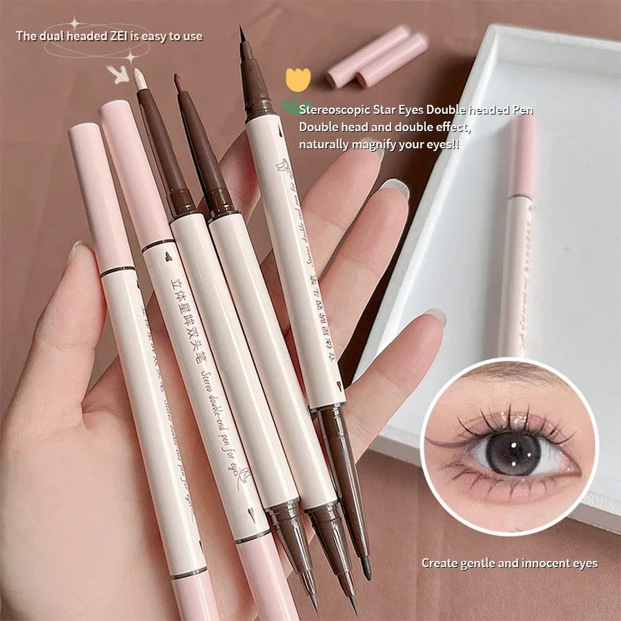 Double-headed Eyeliner Pen Evenly Pigmented Long Lasting Waterproof Smudge-proof Eye Make Up