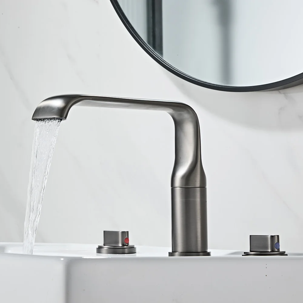 TOLM bathroom sink bathtub faucet hot and cold faucet 3-piece set with spray gun faucet countertop installation sink