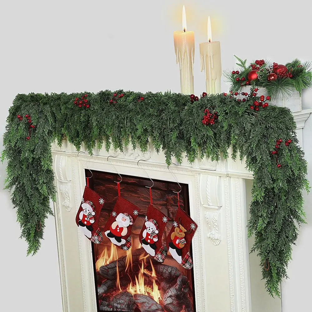 

Thick & Lush Artificial Christmas Garland - 12ft Greenery for Indoor/Outdoor Holiday Decor