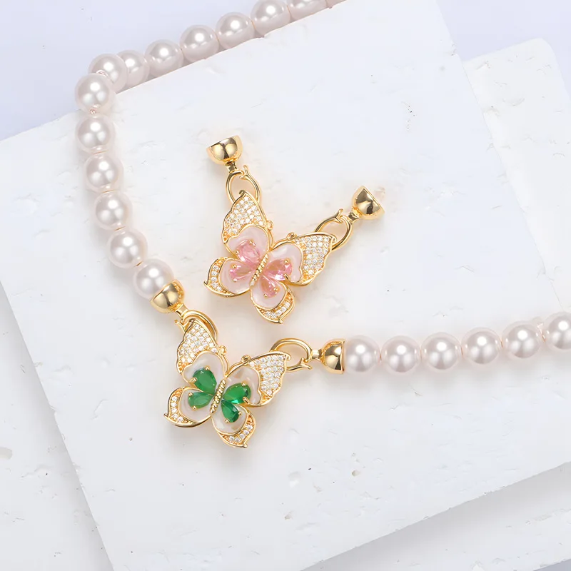 

1pcs Copper Inlaid Zircon Jewelry Connecting Buckle Butterfly Shape DIY Pearl Necklace Bracelet Accessories Material Wholesale