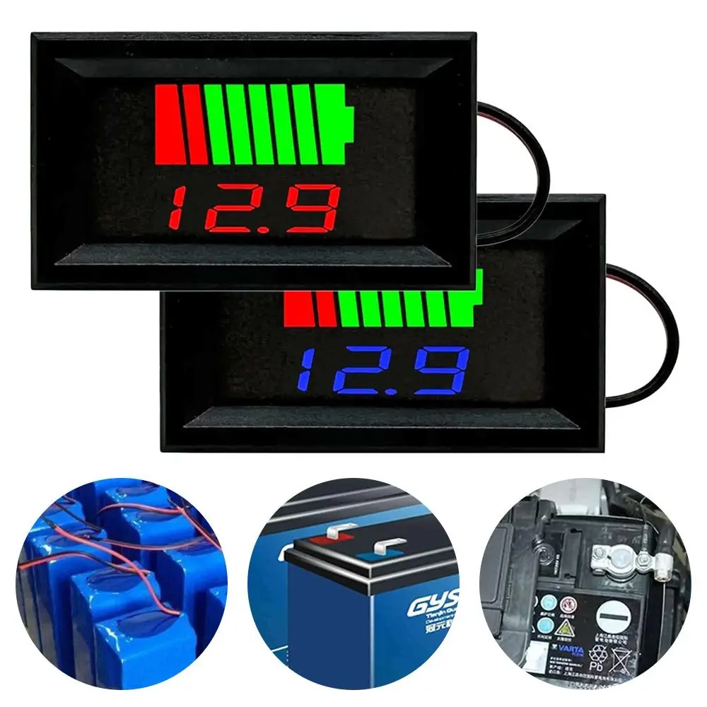 Car Battery Charge Level Indicator 12V 24V 36V 48V 60V 72V Lithium Battery Capacity Meter Tester Display LED Tester Voltmeter