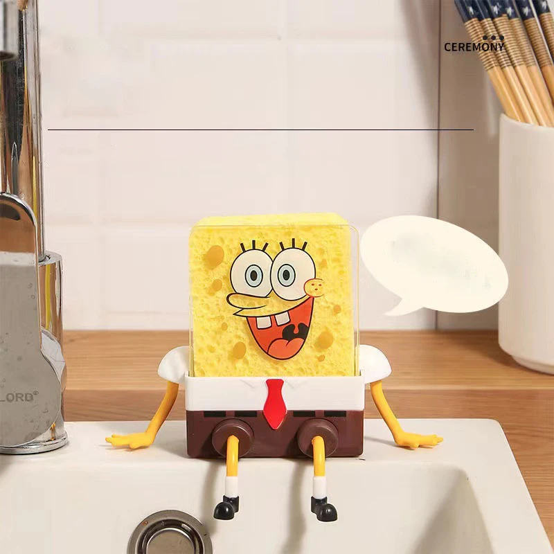 SpongeBobSquarePants Drain Rack Dish Cotton Brush Pan Rack Storage Sink Cartoon Rack Sponge Kitchen Supplies Reusable Dish Cloth