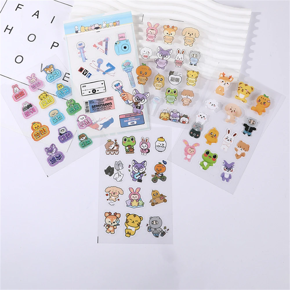 

5 шт./компл. KPOP 17 Min유 Cartoon наклейки (G)I-DLE милые животные телефон Чемодан ноутбук Декор наклейка JOSHUA HOSHI MiYeon подарок