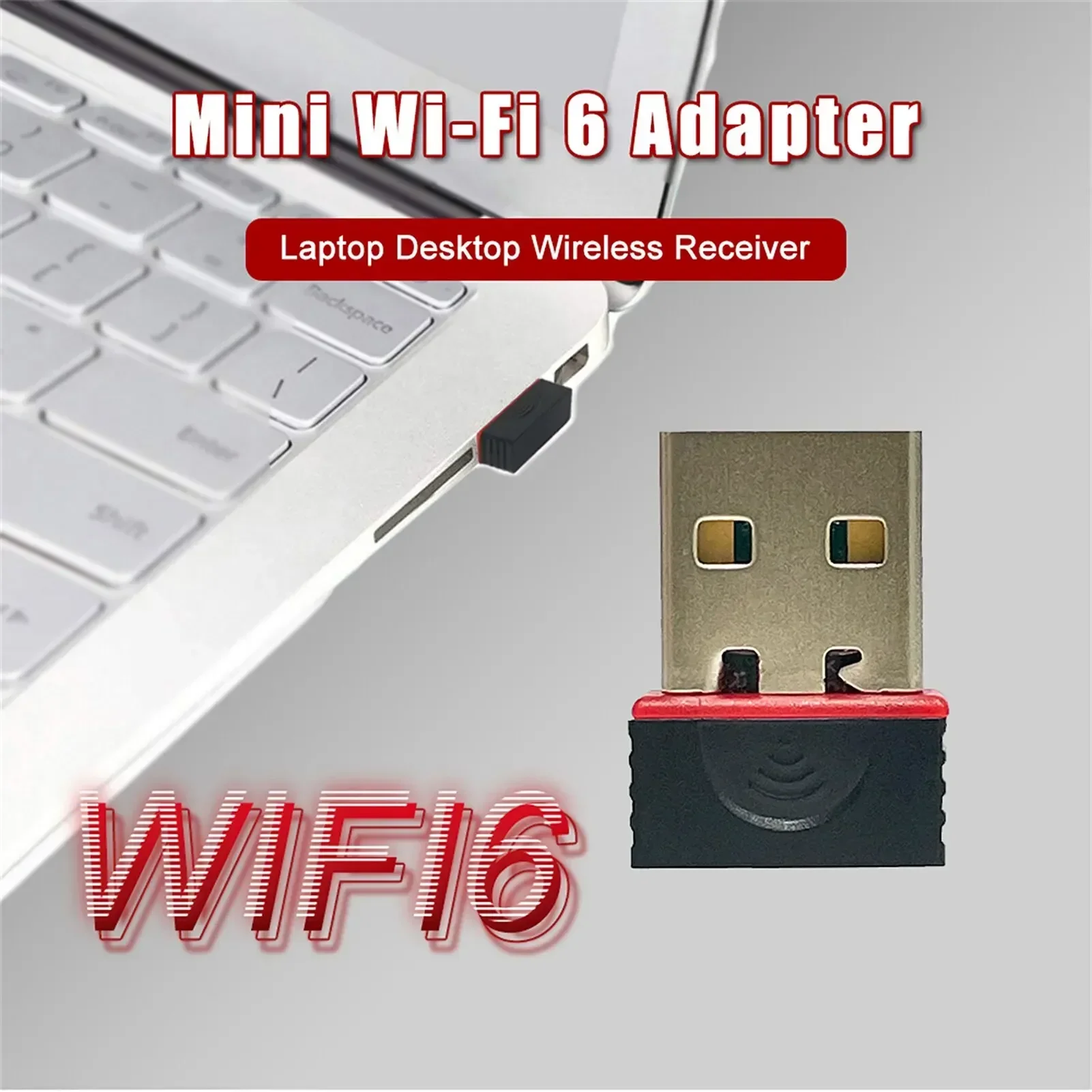Mini Wi-Fi 6 Adapter for PC - Plug and Play, Driver-free, 2.4G Network Card with Enhanced Signal Reception