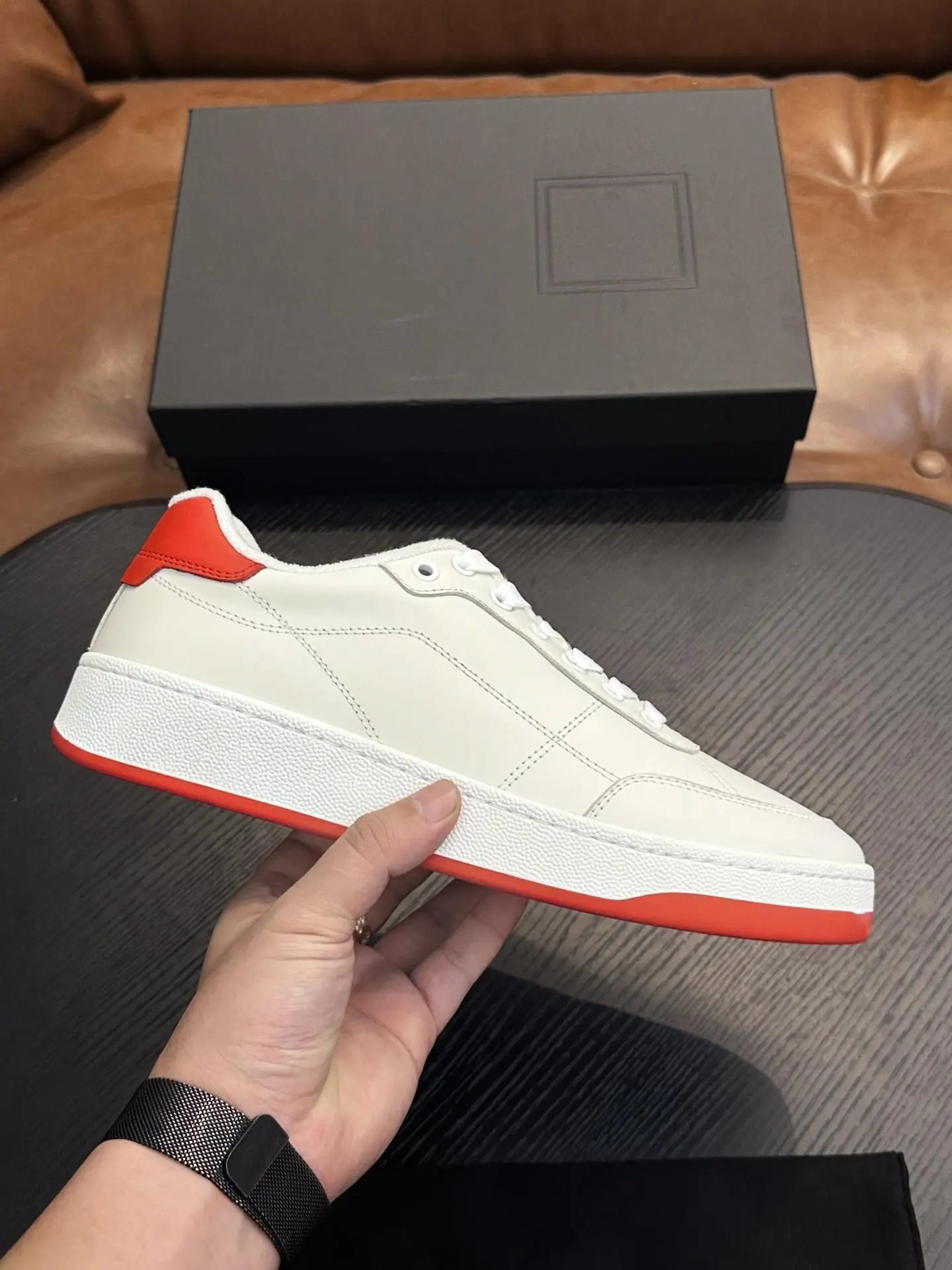 Unisex Daily Casual Shoes Cream White Leather Upper Soft Terry Collar Lace Up Non Slip Rubber Outsole Walking Trainers