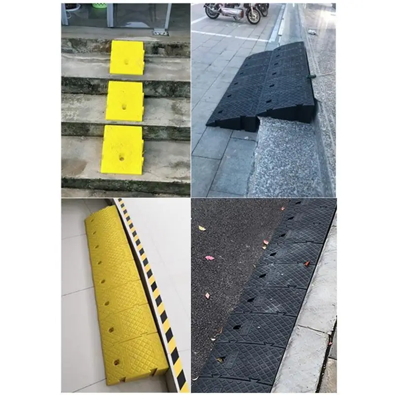 Car Curb Ramp Portable Lightweight Curb Ramps Heavy Duty Plastic Threshold Ramp Kit For Car Trailer Truck Bike Motorcycle