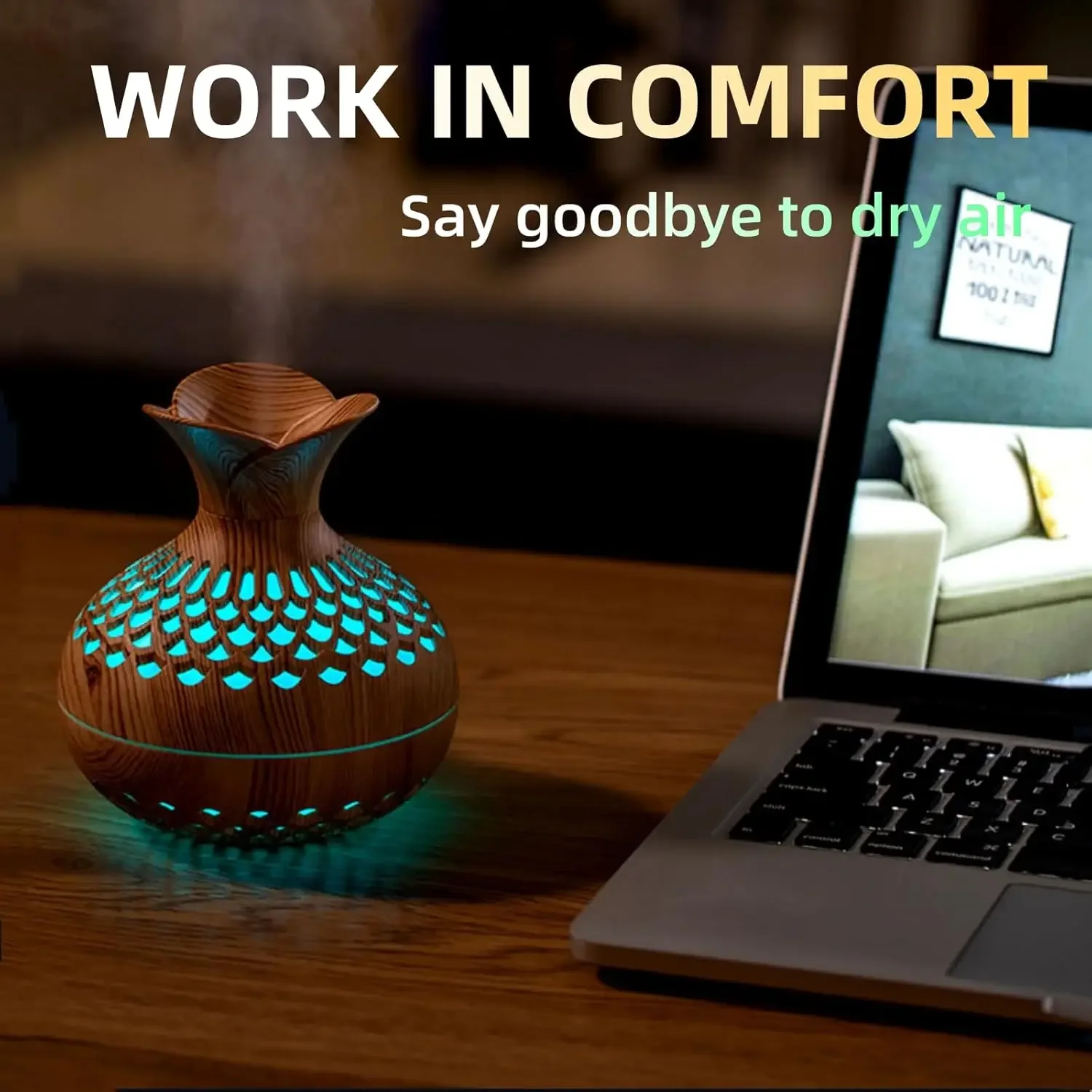 다채로운 미니 가습기 꽃 모양 USB 개인용 데스크탑 쿨 7 색상 2 미스트 모드 자동차 사무실 침실을위한 슈퍼 조용한