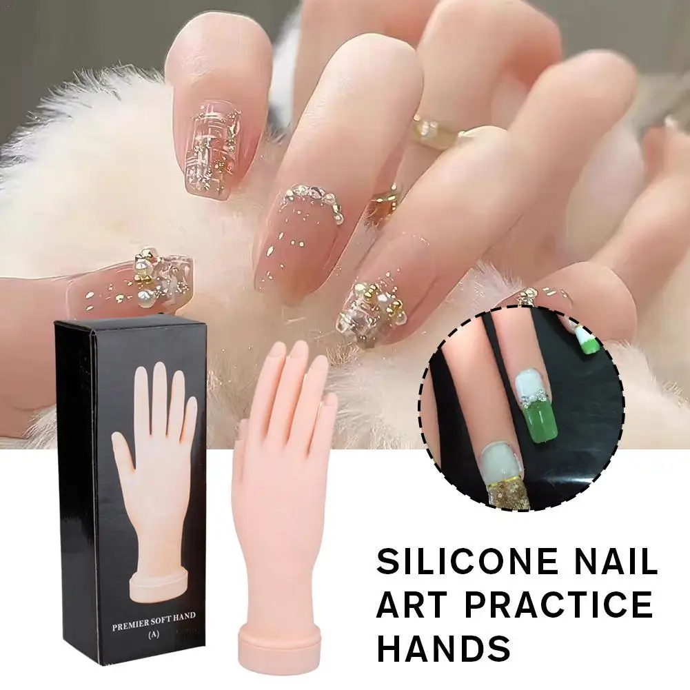 1 PC Nail Art การฝึกซ้อมมือ Bendable ซิลิโคนมือปลอมสําหรับเล็บการฝึกอบรมจอแสดงผลเล็บเครื่องมือ