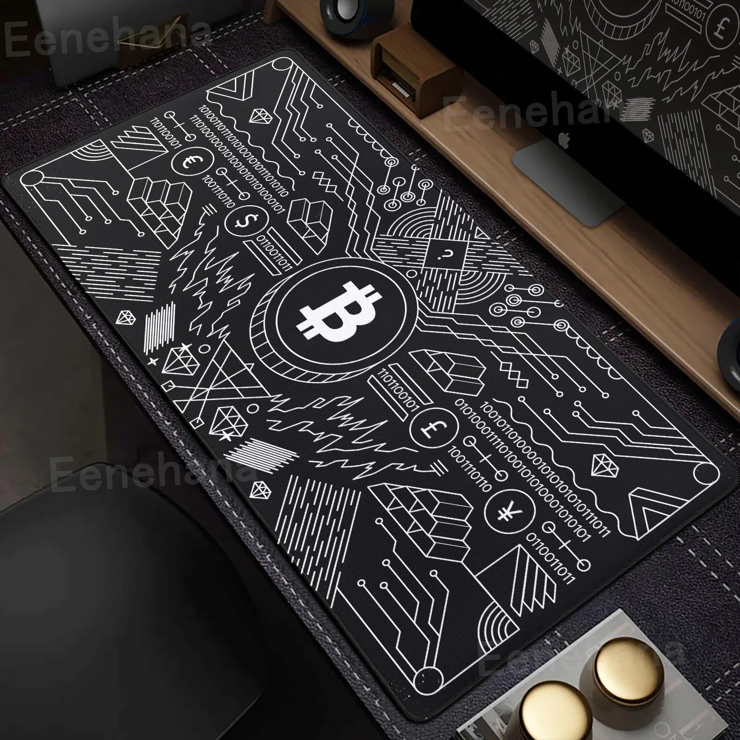 

NEW Design Gaming Laptops Bitcoin Mouse Pad Currency Mousepad Black Line Large Mouse Mat Natural Rubber Desk Rug PC Gamer Mats