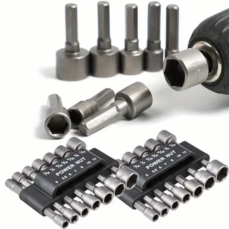 Powerful Hexagonal Wrench Screwdriver Socket Extension Rod Set 9pcs/14pcs Inner Hex Handle Pneumatic Screwdriver Insert for DIY