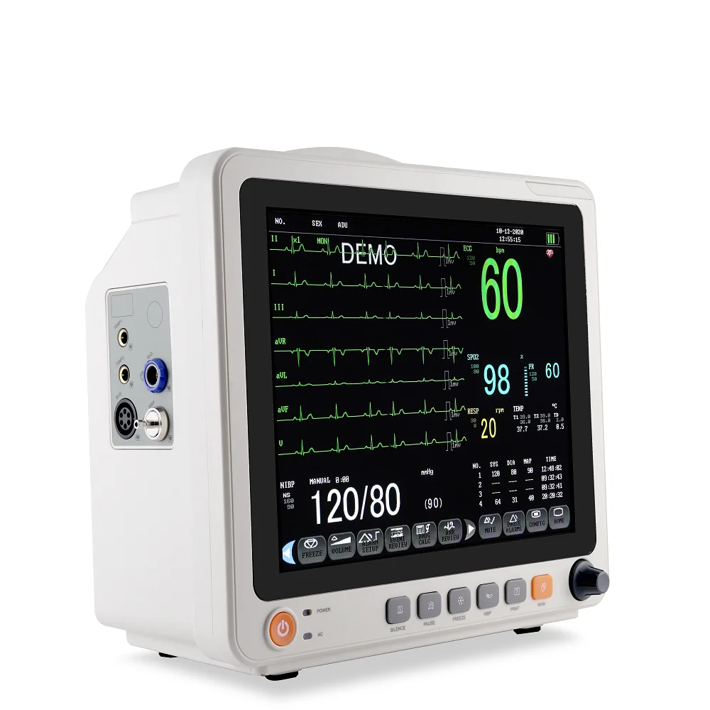 QD MEDICAL Vitalsigns Patient Monitor Hospital QD-12B for Dogs/Cats 12.1 Touch Screen ECG SPO2 NIBP TEMP RESP Pet Anesthesia CE