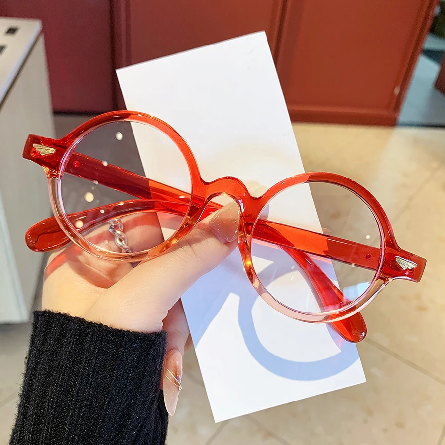 1 Stück Damen-Brille, schlicht, neu, Retro, runder Rahmen, künstlerisch, vielseitig, leicht, bequem, lässig, dekorativ, Geschenk, geeignet für D