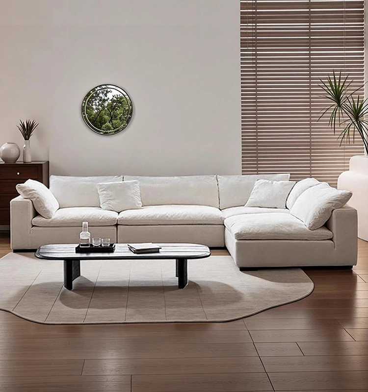 2025 새로운 럭셔리 소파 세트 거실 리넨 패브릭 내구성 편안한 현대 홈 소파 가구 4 피스 세트 쉬운 조립